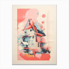 A House In Washington, Abstract Risograph Style 1 Canvas Print