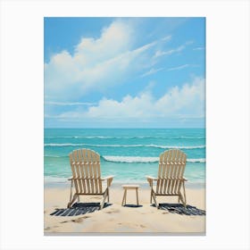 Adirondack Chairs On The Beach 1 Canvas Print