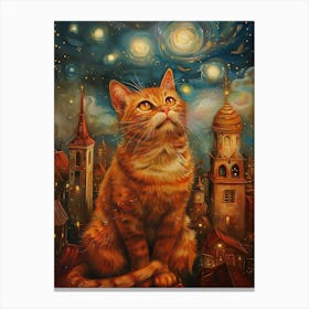 Starry Night Cat 3 Canvas Print