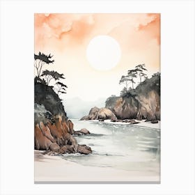 Watercolour Of Pfeiffer Beach   Big Sur California Usa 3 Canvas Print