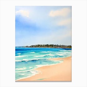 Mooloolaba Beach, Australia Watercolour Canvas Print