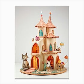 Whimsical Architectural Structure Resembling A House Playfully Intertwined With A Unique Cartoonish Canvas Print