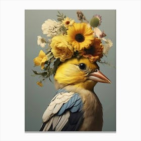 Bird With Flowers On Its Head 1 Canvas Print