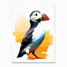 Colourful Geometric Bird Puffin 2 Canvas Print