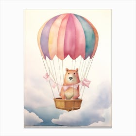 Baby Capybara 2 In A Hot Air Balloon Canvas Print