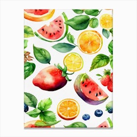 Watercolor Fruits Canvas Print