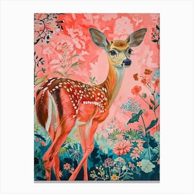 Floral Animal Painting Deer 1 Canvas Print