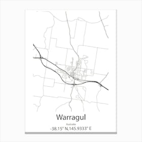 Warragul,Australia Minimalist Map Canvas Print