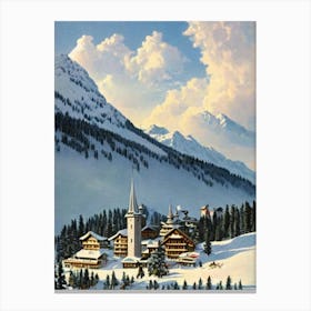 Gstaad, Switzerland Ski Resort Vintage Landscape 2 Skiing Poster Canvas Print
