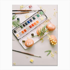 Easter Eggs And Watercolors Canvas Print