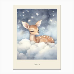 Sleeping Baby Deer 3 Nursery Poster Canvas Print