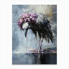 Crow With Roses Canvas Print