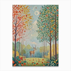 Deer In The Autumn Forest Canvas Print