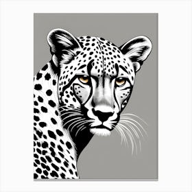 Cheetah Lino Black And White, animal art, 1111 Canvas Print