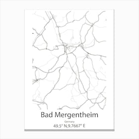 Bad Mergentheim,Germany Minimalist Map Canvas Print