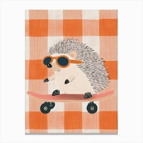 Hedgehog On Skateboard Canvas Print