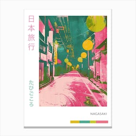 Nagasaki Japan Retro Duotone Silkscreen Poster 1 Canvas Print