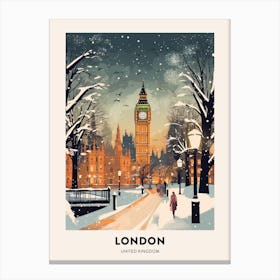 Winter Night  Travel Poster London United Kingdom 5 Canvas Print