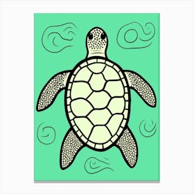 Sea Turtle Geometric Bold Line Illustration Canvas Print