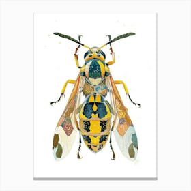 Colourful Insect Illustration Yellowjacket 14 Canvas Print