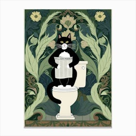 Cat On Toilet Canvas Print