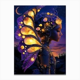 astropunk fairy with glowing wings Canvas Print