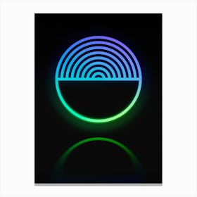 Neon Blue and Green Abstract Geometric Glyph on Black n.0396 Canvas Print