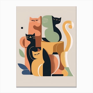 Stack Of Cats Large Canvas Print