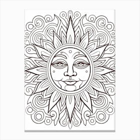 Line Art Inspired By  The Creation Of The Sun 2 Canvas Print