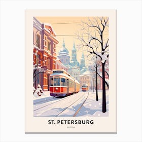 Vintage Winter Travel Poster St Petersburg Russia 3 Canvas Print