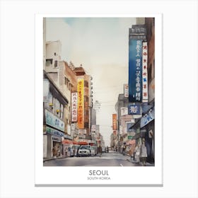 Seoul 3 Watercolour Travel Poster Canvas Print