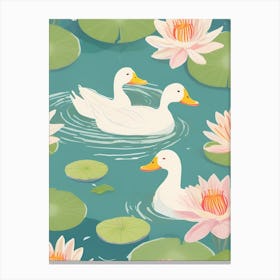 Ducks In Water Canvas Print