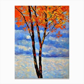 Birch 2 tree Abstract Block Colour Canvas Print