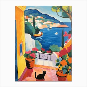 Painting Of A Cat In Dubrovnik Croatia 3 Canvas Print