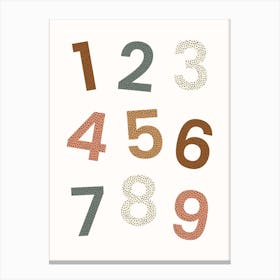 Dotty Colourful Numbers Canvas Print