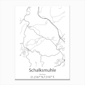 Schalksmuhle,Germany Minimalist Map Canvas Print