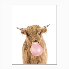 Bubble Gum Cow Canvas Print