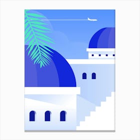 Blue Domes In Greece. Boho travel art. Santorini, Greece poster — boho travel poster Canvas Print