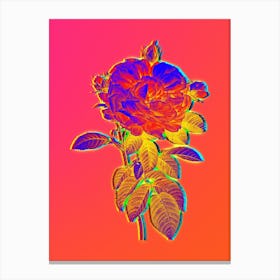 Neon Giant French Rose Botanical in Hot Pink and Electric Blue n.0166 Canvas Print