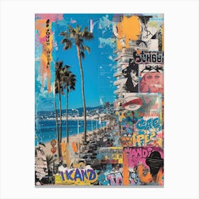 Cannes   Retro Collage Style 1 Canvas Print