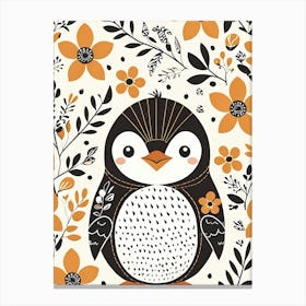 Floral Cute Baby Penguin Nursery (5) Canvas Print