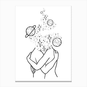 Space Couple Hugging Canvas Print