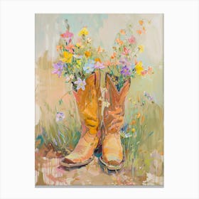 Cowboy Boots And Wildflowers Wild Columbine Canvas Print