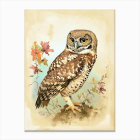 Spotted Owl Vintage Illustration 1 Canvas Print