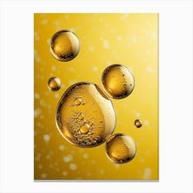 Oil Bubbles On Yellow Background Canvas Print