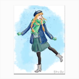 Girl on a winter walk Canvas Print