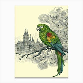 Zinger Parrot On A Branch Canvas Print