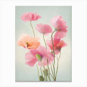 Sweet Pea Flowers Acrylic Painting In Pastel Colours 2 Canvas Print