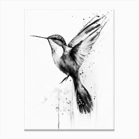 Hummingbird Symbol 1 Black And White Painting Canvas Print