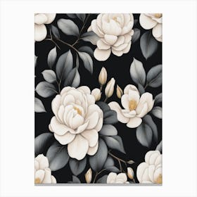 White Magnolia Wallpaper Canvas Print